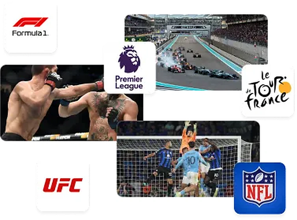 Live sports — Formula 1, Premier League, UFC, NFL, Tour de France in 4K